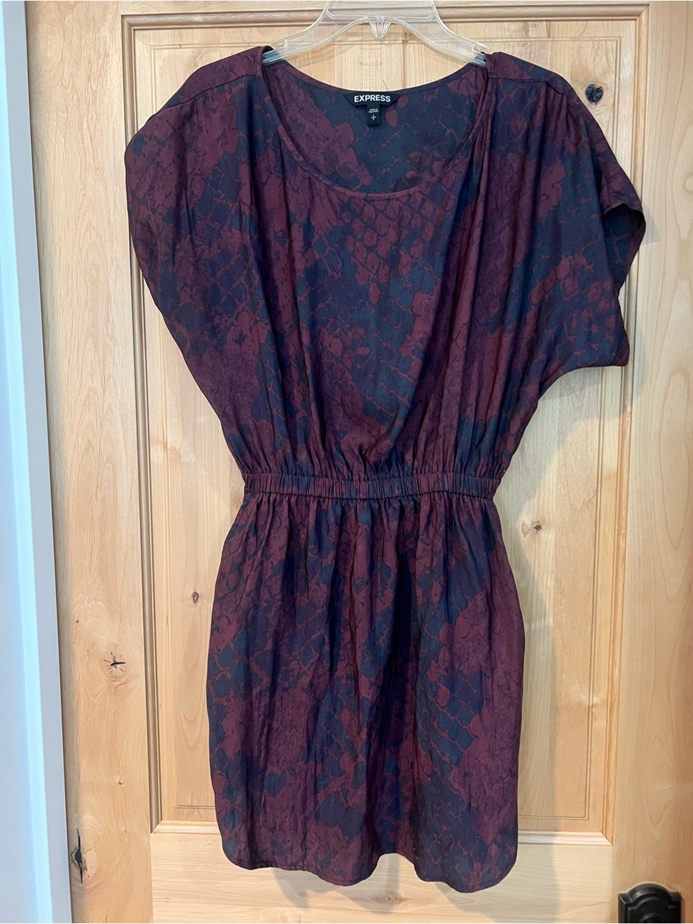 Express Burgundy and Black Printed Mini Dress